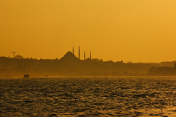 Image showing Istanbul beautiful silhouette on the bosphorus