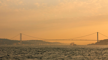 Image showing The Bosphorus Bridge connecting Europe and Asia.