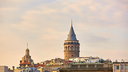 Image showing Istanbul at sunset - Galata district, Turkey