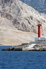 Image showing Red see light on island with mountain background