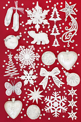 Image showing White and Silver Christmas Decorations