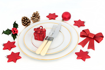 Image showing Christmas Dinner Table Setting