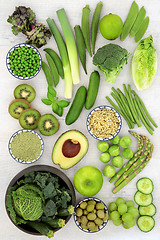 Image showing Super Food of Green Fruit and Vegetables