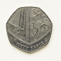 Image showing Vintage UK 50 pence coin