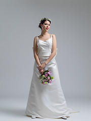 Image showing bride with a bouquet  isolated on white background