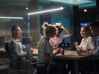 Image showing Multiethnic Business team using virtual reality headset