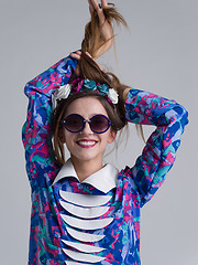 Image showing woman posing in fashionable clothes and sunglasses