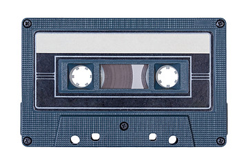 Image showing Retro black audio tape isolated on white background.