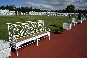 Image showing white openwork bench