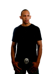 Image showing Young black man in T shirt and jeans
