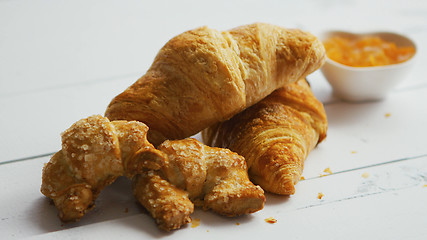 Image showing Pile of fresh croissants