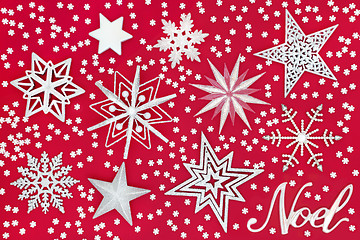 Image showing Noel Sign with Star and Snowflake Decorations