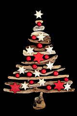 Image showing Christmas Tree Abstract of Driftwood