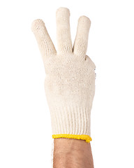 Image showing Male hand wearing working glove