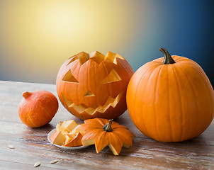 Image showing jack-o-lantern or carved halloween pumpkin