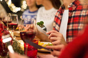 Image showing close up of friends having christmas dinner