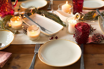 Image showing table served for christmas dinner at home