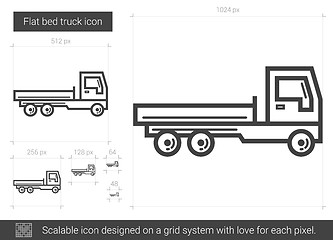 Image showing Flat bed truck line icon.