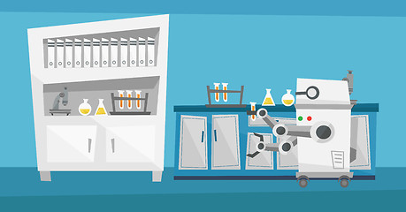 Image showing Robot working in a laboratory with a test tube.