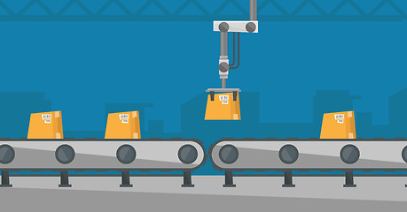 Image showing Robotic packaging conveyor belt.