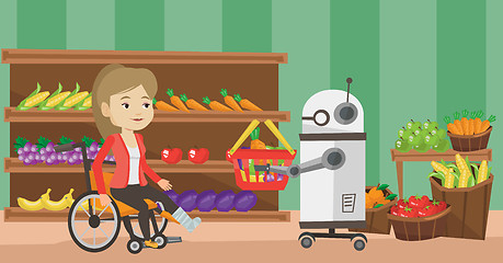 Image showing Robotic helper working in supermarket.