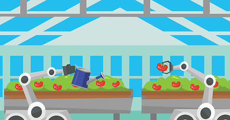 Image showing Robot working in a greenhouse.