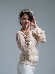 Image showing Portrait of beautiful young women in wedding dress