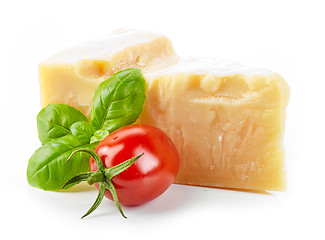 Image showing cheese, basil and tomato