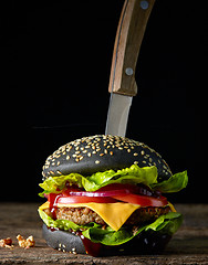 Image showing fresh tasty black burger