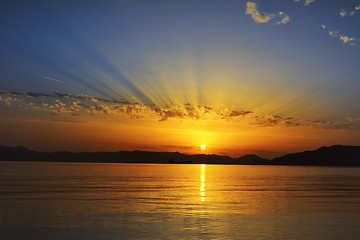 Image showing colorful sunset in Milos island