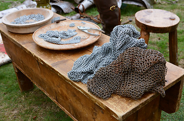 Image showing Chain mail display at a Medieval Fair