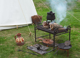 Image showing Campfire stove at a Medieval fair