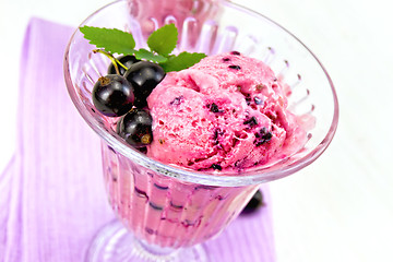 Image showing Ice cream with black currant on board