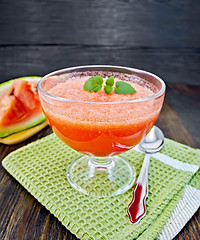 Image showing Jelly airy watermelon with mint on board