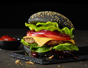Image showing fresh tasty black burger