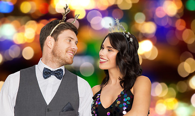 Image showing couple with christmas or new year party props