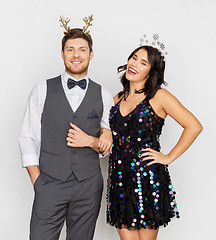 Image showing couple with christmas or new year party props