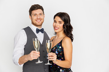 Image showing happy couple with champagne glasses at party