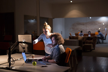 Image showing young designers in the night office