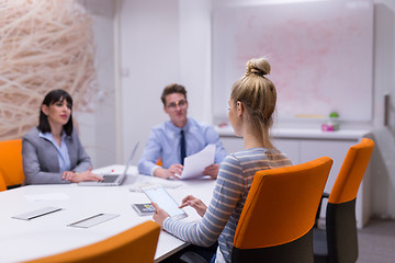 Image showing Business Team At A Meeting at modern office building