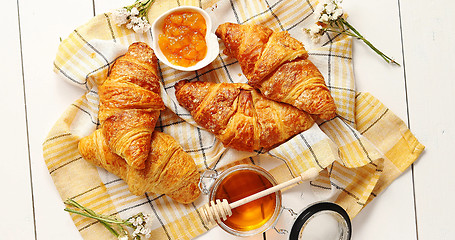 Image showing Croissants and condiments composition