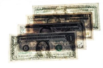 Image showing see through assorted US dollars