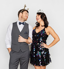 Image showing couple with christmas or new year party props