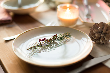 Image showing table setting for christmas dinner at home