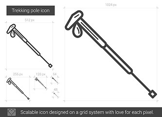 Image showing Trekking pole line icon.