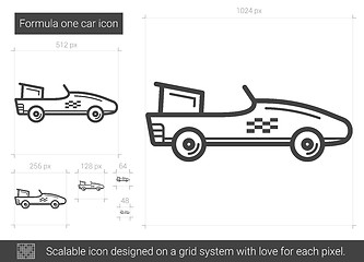 Image showing Formula one car line icon.