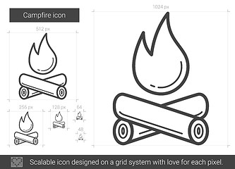 Image showing Campfire line icon.