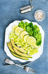 Image showing slice of fresh lime and avocado