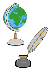 Image showing Globe, Pen and Well