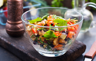 Image showing fried eggplant and red pepper